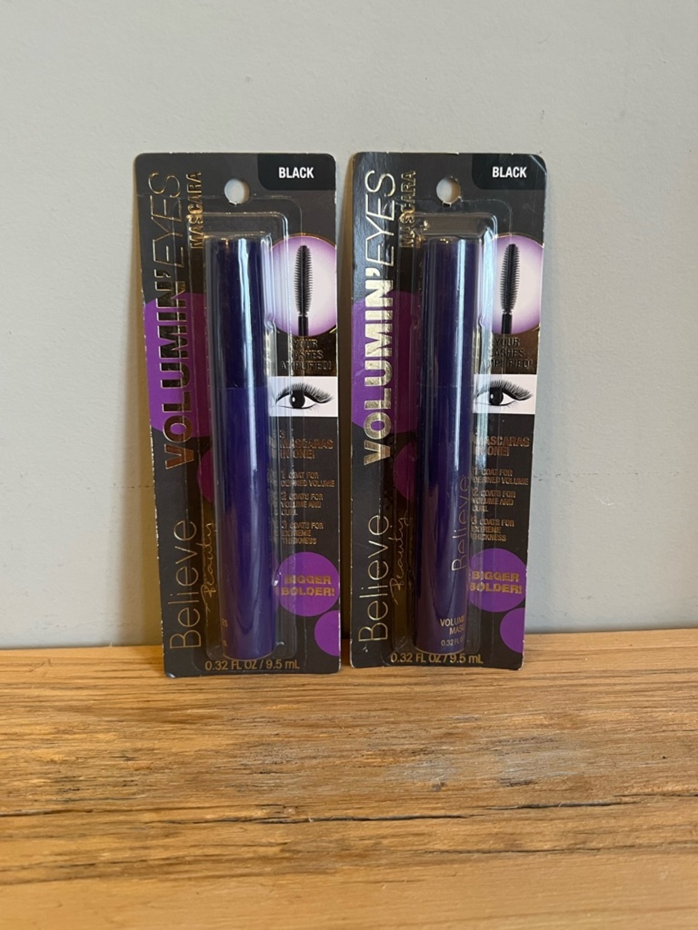 Believe Beauty pack of 2 Volumin'EYES Mascara-Black-with a set of bonus lashes